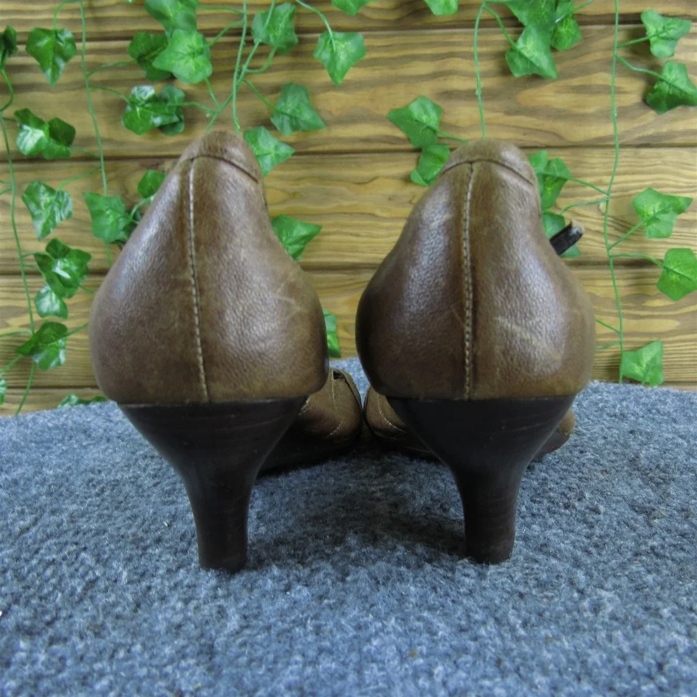 Boutique Nordstrom Women Java Ankle Strap Brown Leather Pump 7 Gently Used 2025‎